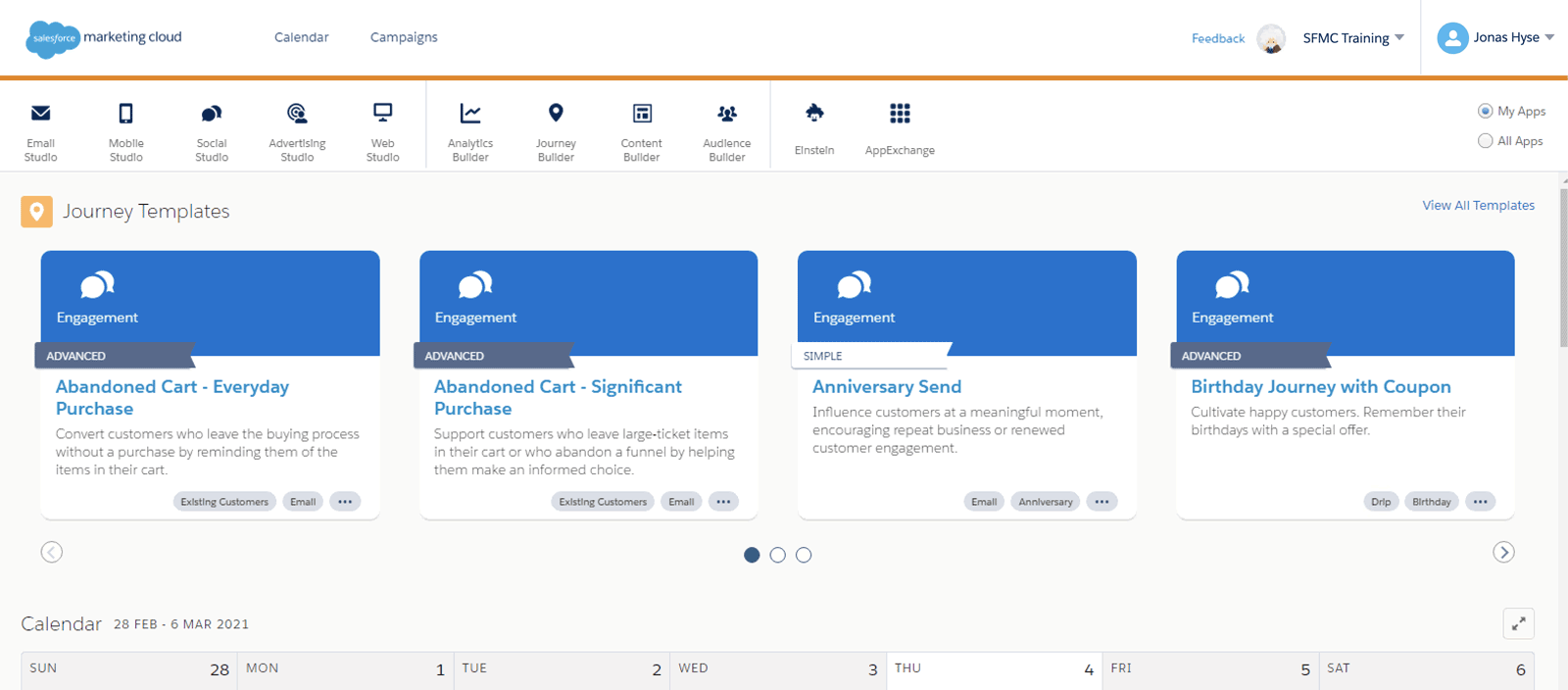 Salesforce Marketing Cloud i inloggat läge