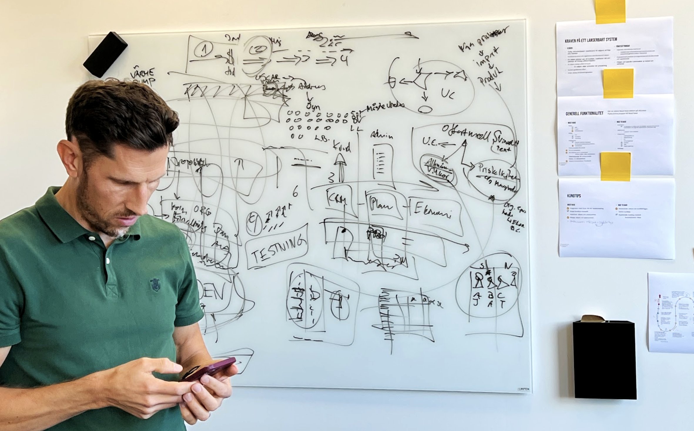 Jonas vid en whiteboard