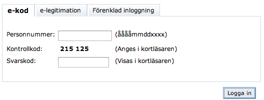 Inloggningsformuläret till Nordeas internetbank för privatpersoner